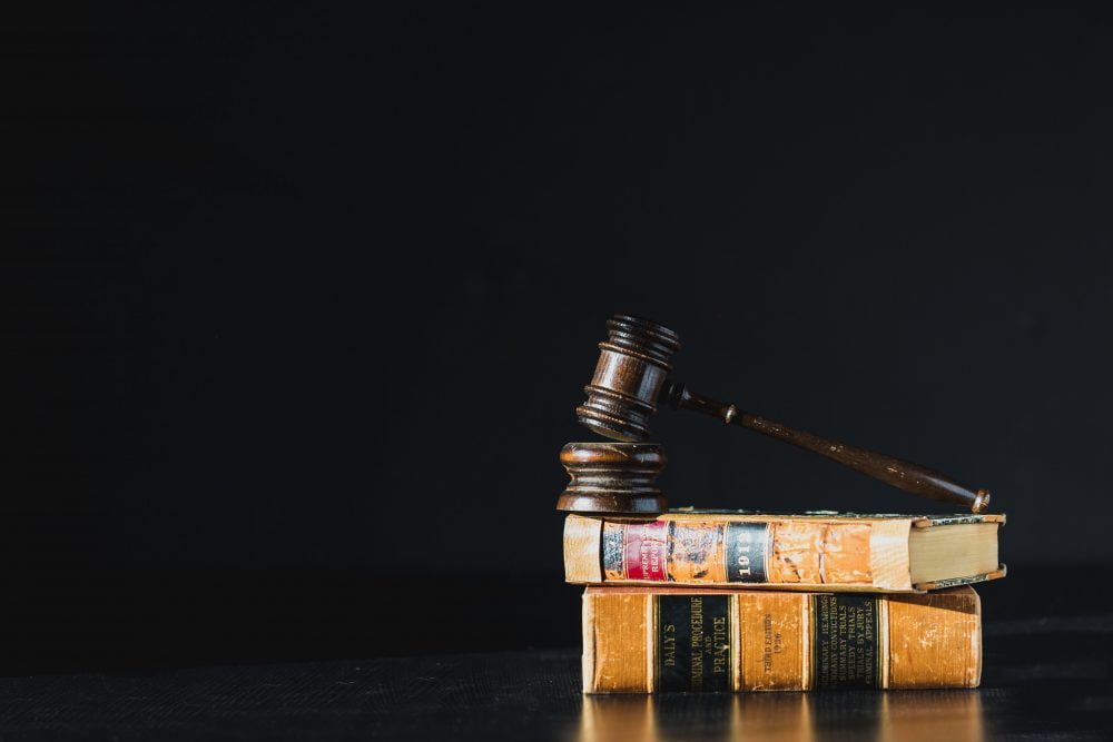 a gun on a wooden box