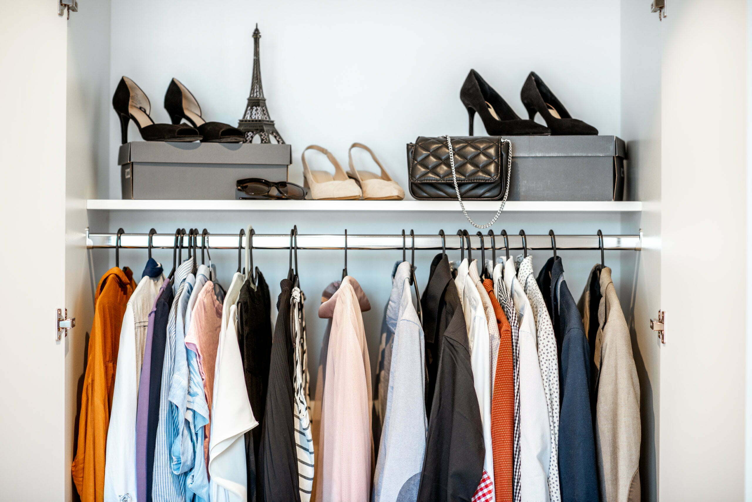 a closet full of clothes