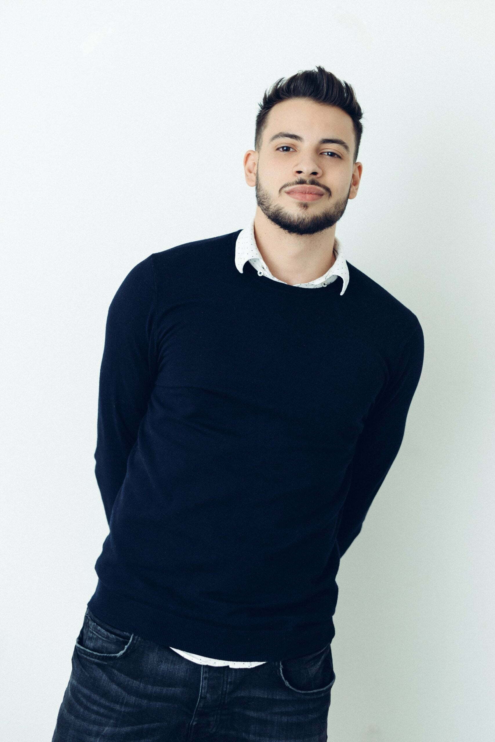 a man in a black shirt