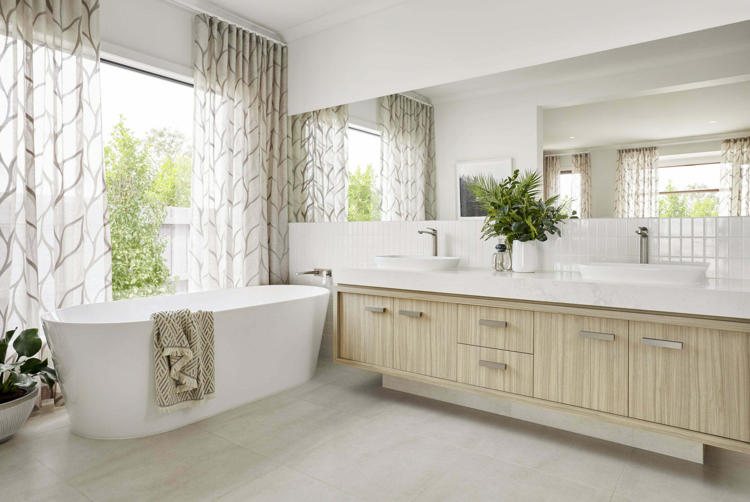 a large bathroom with a large tub
