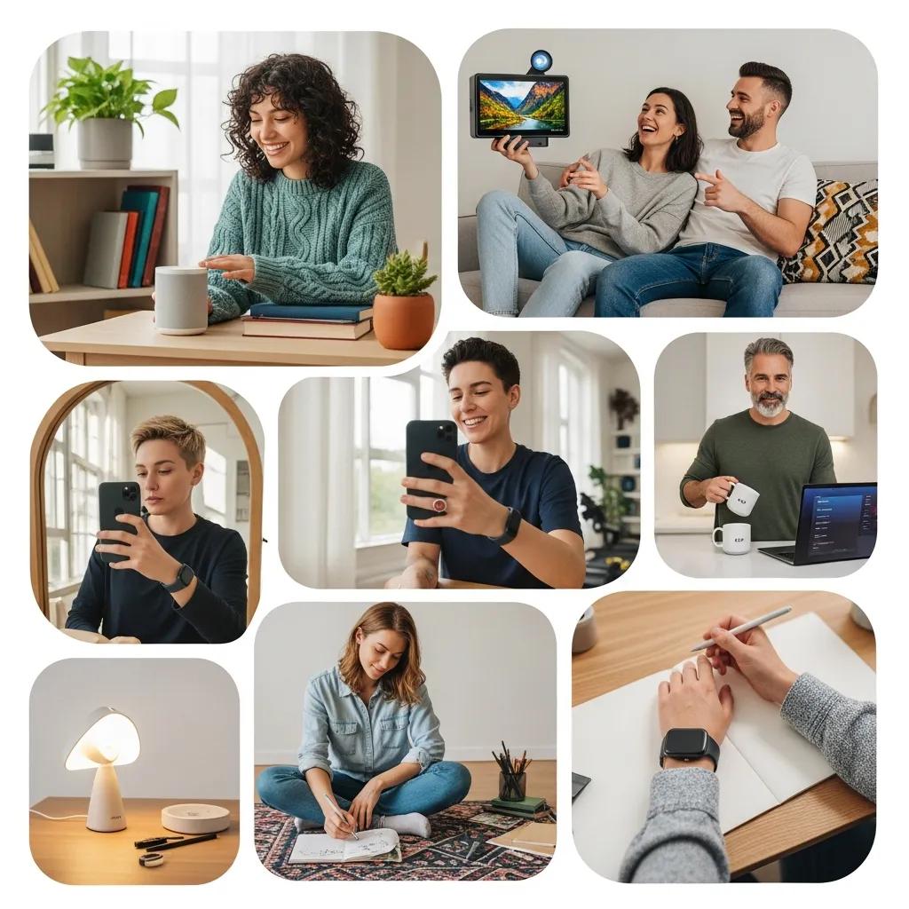 Collage of happy users showcasing curated lifestyle products from Spaz AI